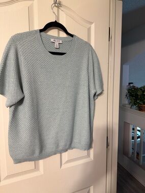 Nine West Pale Blue Crewneck Short-Sleeve Knit blouse
